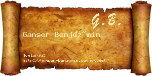 Ganser Benjámin névjegykártya